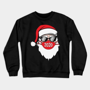 Santa Wearing Face Mask and Glasses Funny Quarantined Christmas Gift Crewneck Sweatshirt